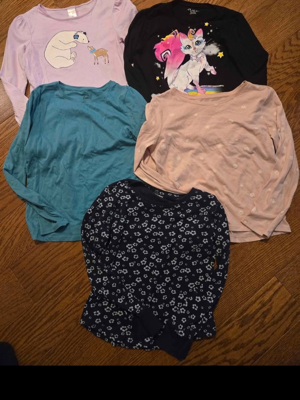 Girls Long-Sleeve Mix & Match Tops - Pink, Black, Teal, Lavender, Navy 10/12